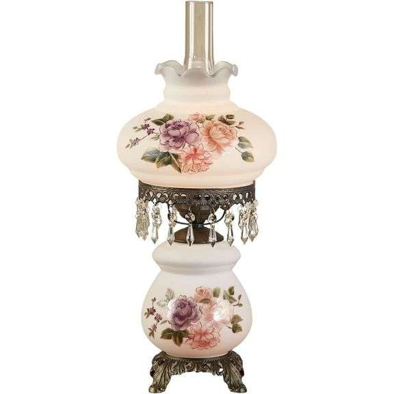 Victorian Brook Floral Handpainted Hurricane Table Lamp