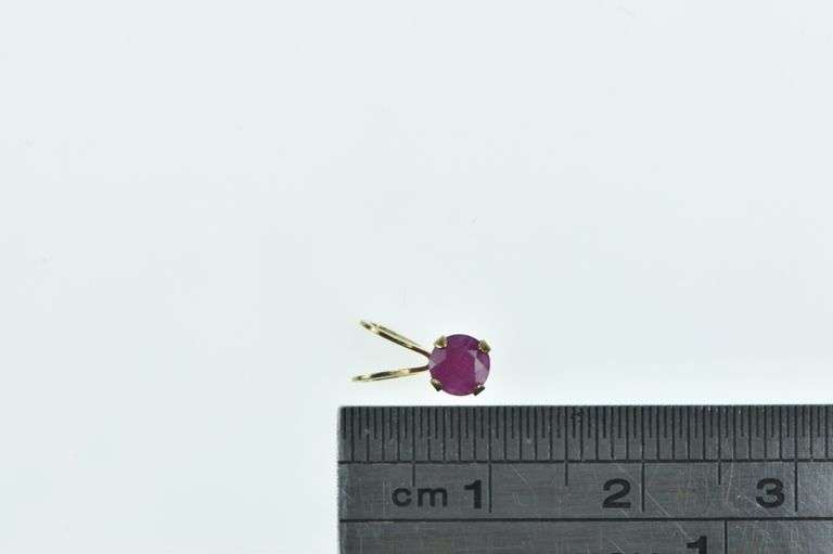 10K Yellow Gold Round Classic Ruby Solitaire Vintage Pendant