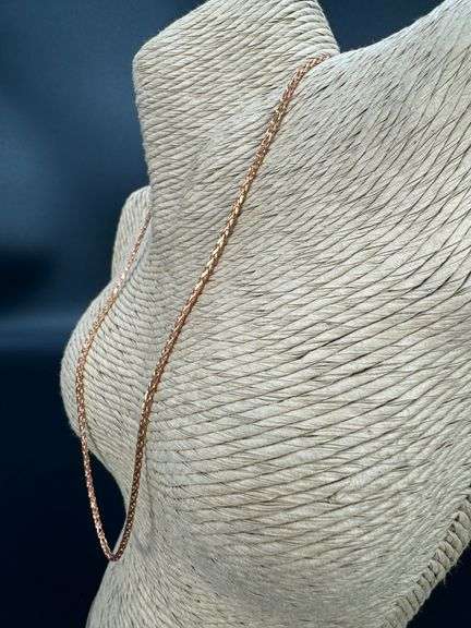 22k Rose Gold Plated Sterling Silver Diamond-Cut Wheat Chain 2mm Solid 925 Unique Spiga Necklace 18"