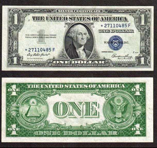 $1 1935-E SC Missing "IN GOD WE TRUST" on the back star note Choice CU