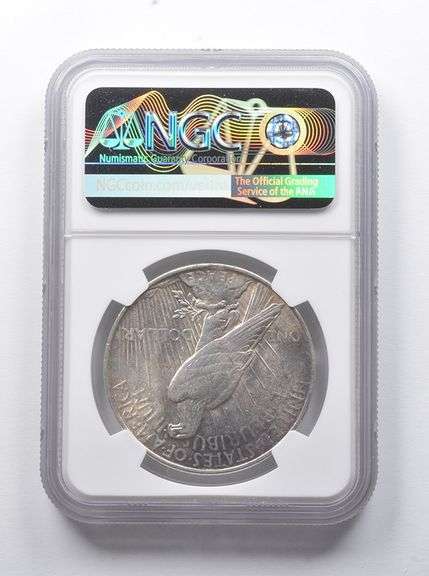 Error AU58 1922 Peace Silver Dollar Minor Curved Clip @ 12:00 NGC