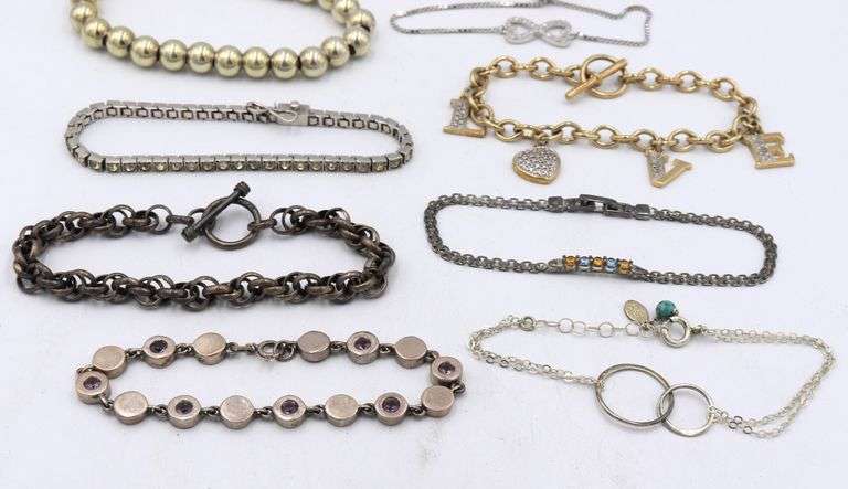 Group lot of vintage 925 sterling silver bracelets