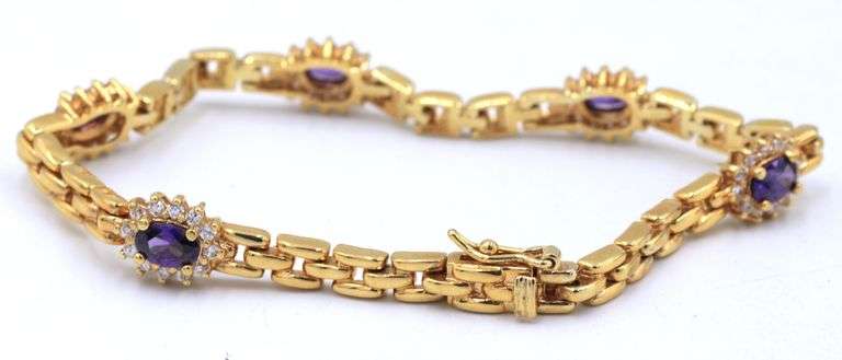 Group lot of 925 sterling silver over gold plated bracelets and watch