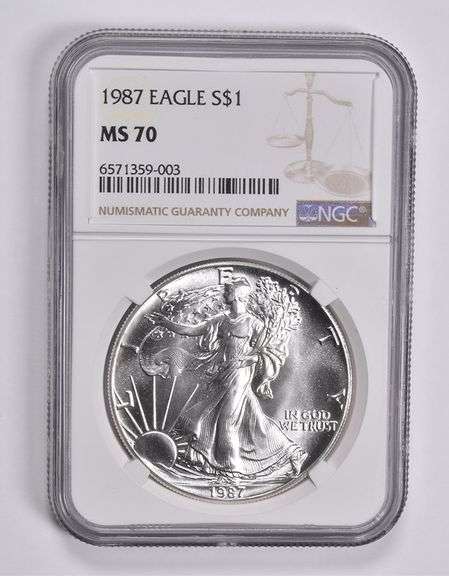 MS70 1987 American Silver Eagle NGC