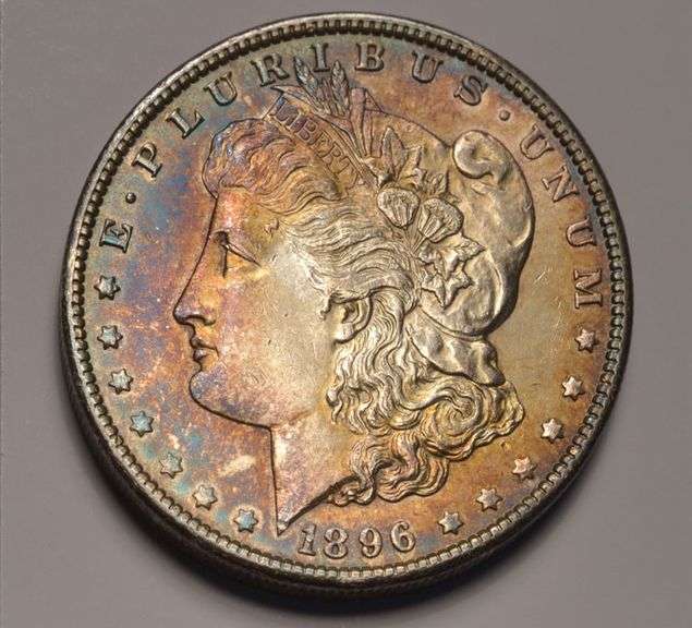 1896 Morgan Silver Dollar Beautiful Colorful Toning, Circulated.