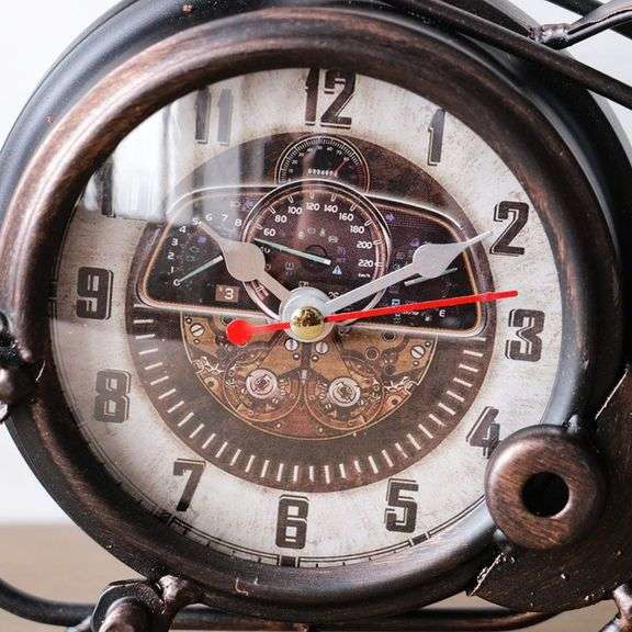 Timeless Motorcycle Desk Clock  Metal Art Décor