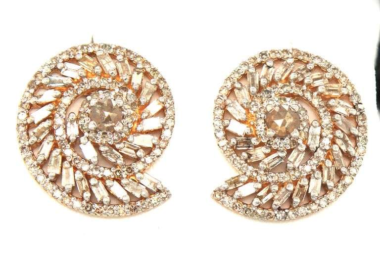 Mesmerizing Diamond Conch Earrings with Gold Plated Silver