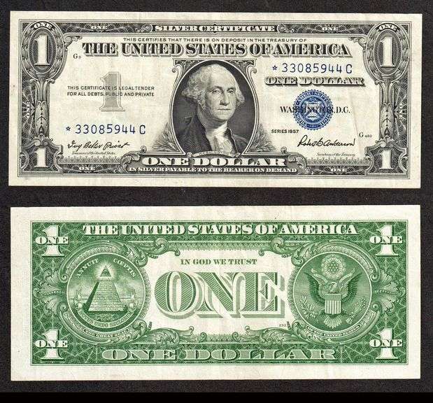 $1 1957 SC Star  First complete series to have IN GOD WE TRUST.