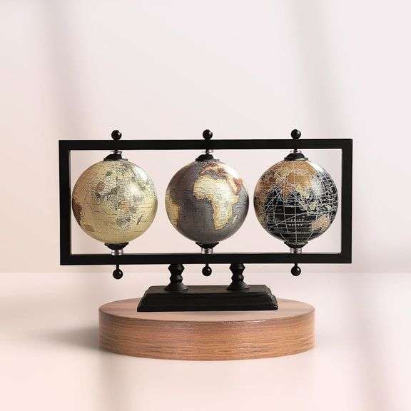 Artisan-Crafted World Globe Trio