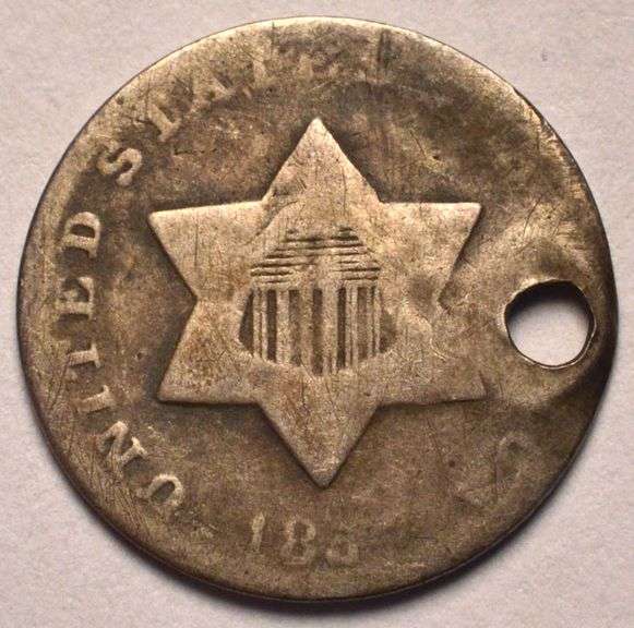 1857 3 Cent Silver With Hole