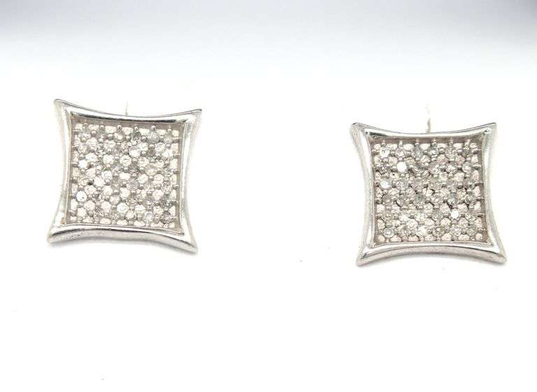 Star Studded Diamond Cluster Silver Earrings