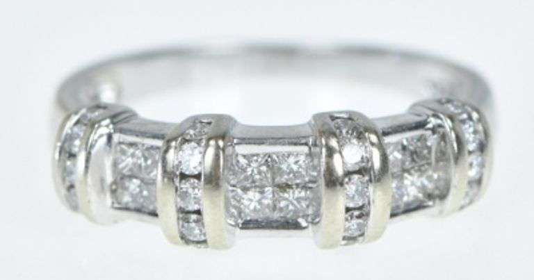 14K White Gold 0.56 Ctw Princess Diamond Vintage Band Ring