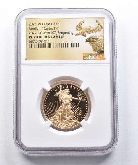 PF70 2021-W $25 American Gold Eagle T-1 2022 DC Mint HQ NGC