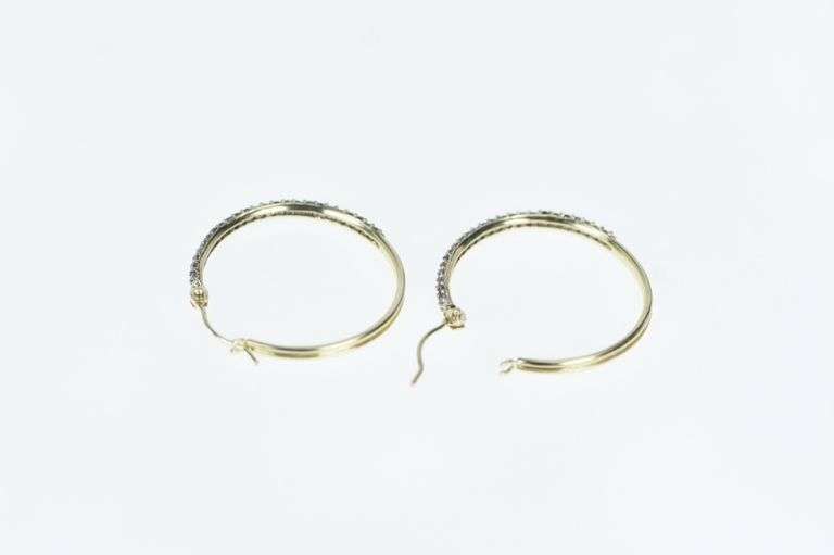 14K Yellow Gold 0.75 Ctw Pave Fancy Diamond Hoop Earrings