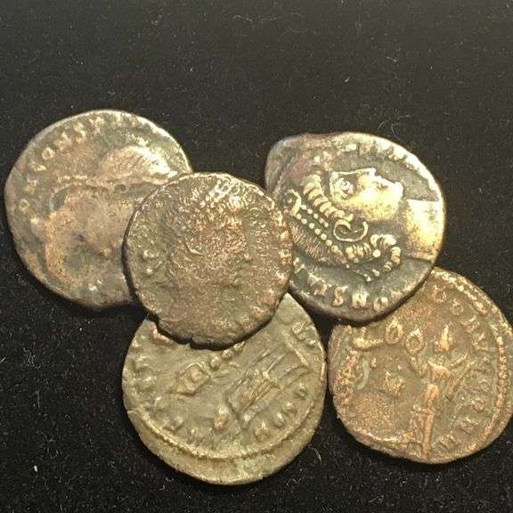 Authentic Set of 5 Roman Coins from Emperor Constantine Dynasty