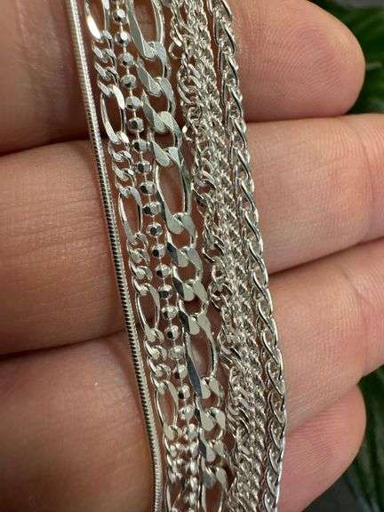 Italian 925 Sterling Silver 8 Piece Layered Chain Set 30",28",24",20",20",18",18",16"