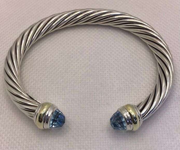 STUNNING SILVER &14K WHITE GOLD “DAVID YURMAN “ BANGLE BRACELET