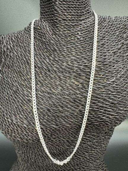 Men's 4.6mm Solid .925 Sterling Silver Hammered Curb Chain Link Italy Necklace 24"
