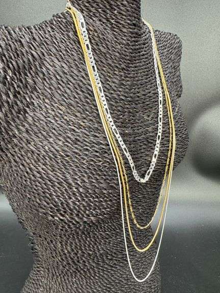 Italian Sterling Silver 925 4 Chain Set Italy
