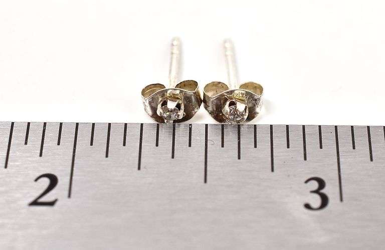 CZ Gemstone Stud Earrings in Sterling Silver
