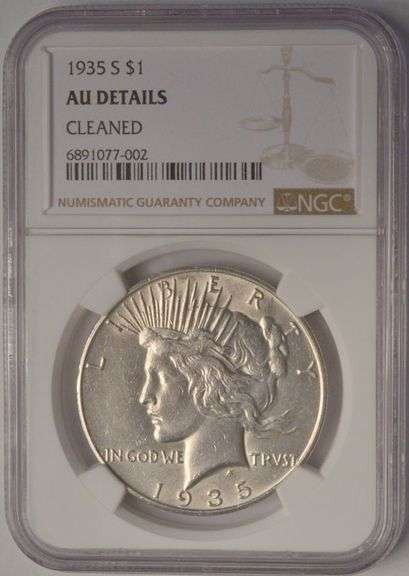 1935-S Peace Dollar NGC AU Details Cleaned