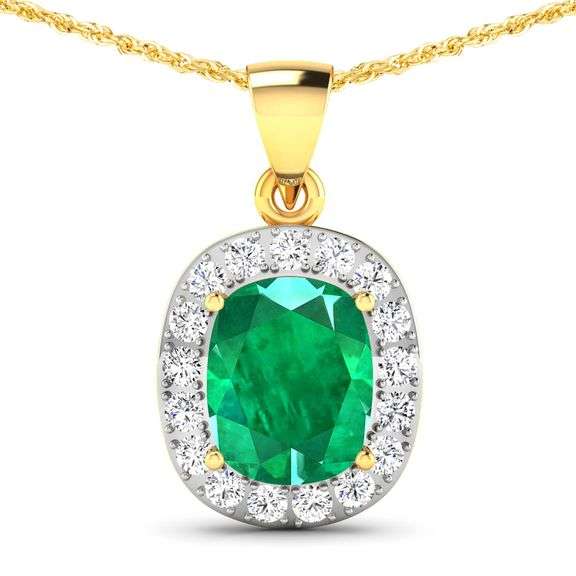 Elegant Emerald & Diamond Yellow Gold Pendant