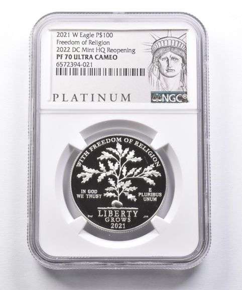 PF70 2021-W $100 American Platinum Eagle 2022 DC Mint HQ Reopening NGC