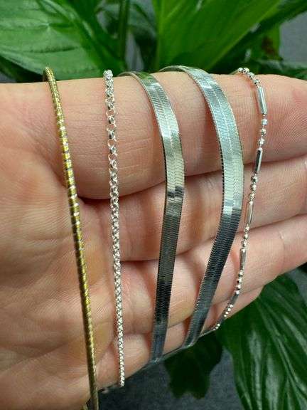 Sterling Silver Italian 925 5 Piece Layered Chain Set 24",20",18",18",16"