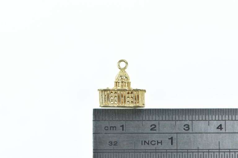 14K Yellow Gold 3D Capitol Building Washington DC Charm/Pendant