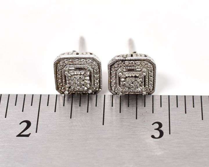 Diamond Earrings in Sterling Silver