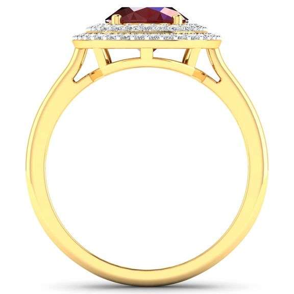 Elegant 14 Kt Yellow Gold Ruby Diamond Ring