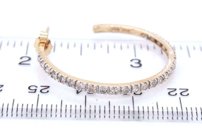 10kt Yellow gold 1.25ctw diamond hoop earrings