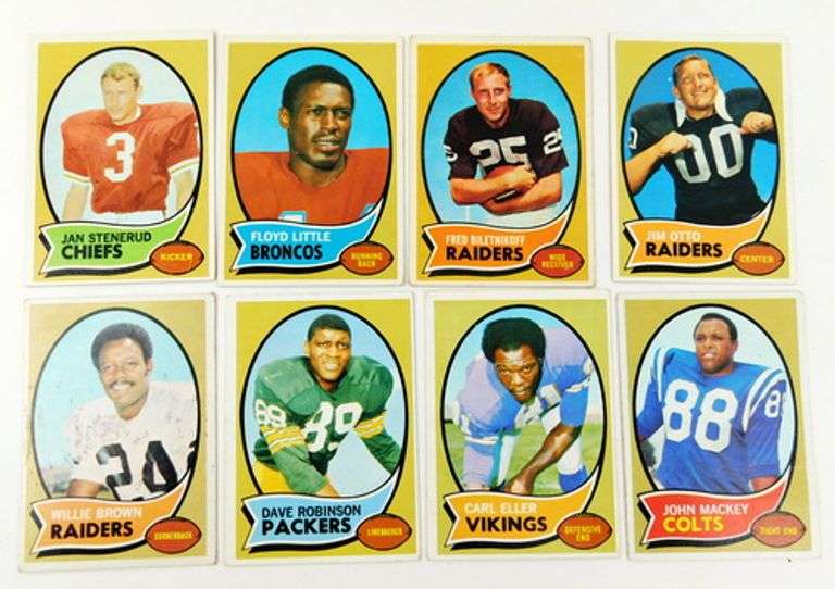 8 Topps 1970 Football Cards - Greats