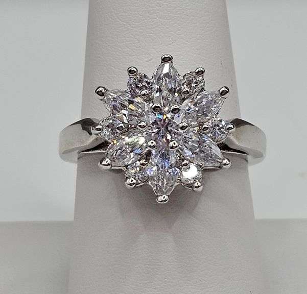 Dazzling 14 Kt White Gold Plated Lab Simulated Diamond Ring