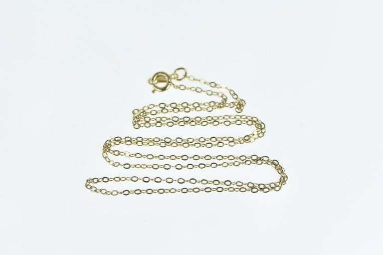 Gold Filled 1.5mm Cable Chain Vintage Oval Link Necklace