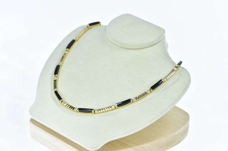 18K Yellow Gold Bernard K. Passman Black Coral Collar Necklace