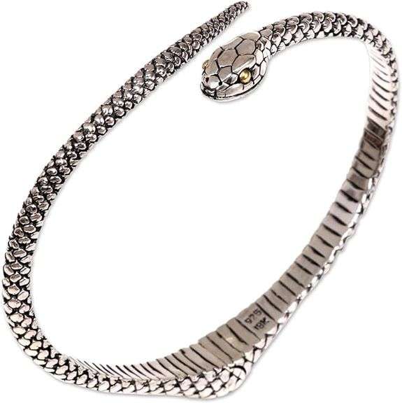 Indonesian Earth Serpent 18k Gold and .925 Sterling Silver Bracelet