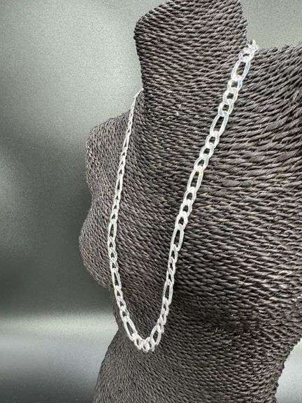 Men's 9.7mm Solid .925 Sterling Silver Flat Figaro Chain Link Italy Necklace 24"