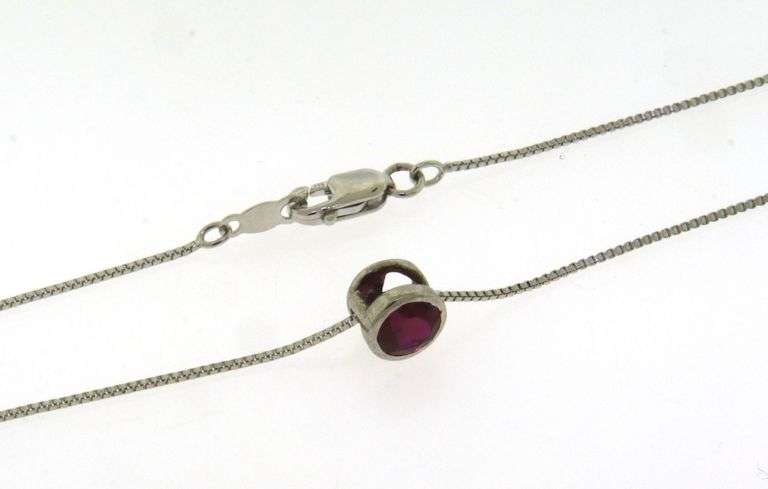 925 Sterling Silver Bezel Set Gemstone Necklace