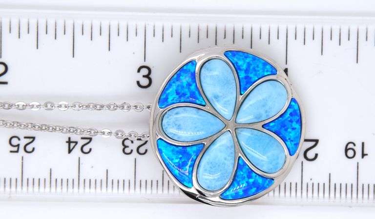 925 Sterling silver Enamel flower style pendant on chain necklace