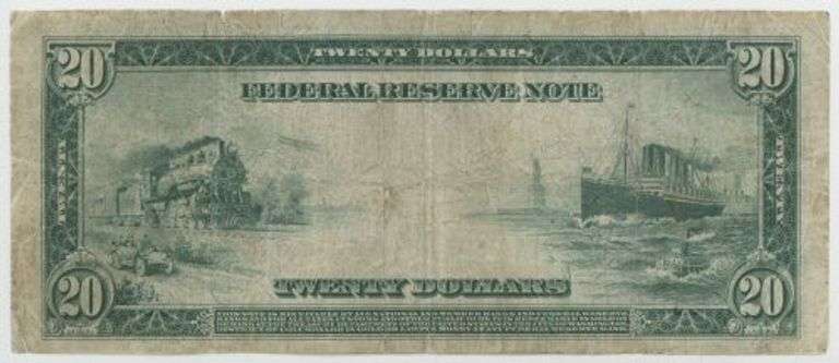 Scarce Series of 1914 Large Size $20 Federal Reserve Note (6-F)