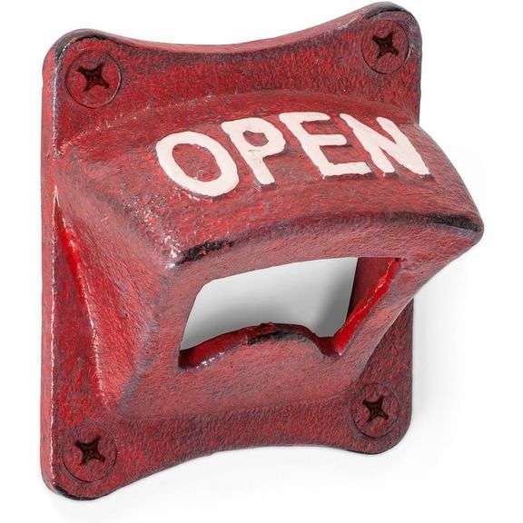 Abbott Collection Antique Red Square Wall Bottle Opener