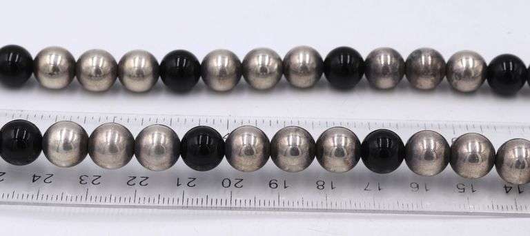 Black onyx and Tibetan beaded necklace