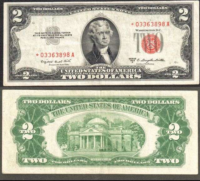 $2 1953-B USN Star/replacement note Extremely fine