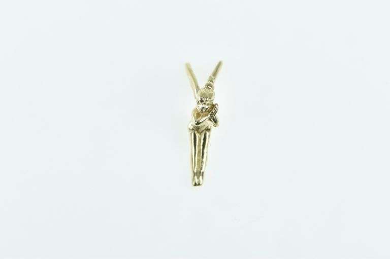 14K Yellow Gold Tinkerbell Peter Pan Disney Fairy Pixie Charm/Pendant