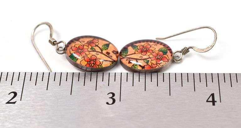 Resin Flower Earrings in Sterling Silver
