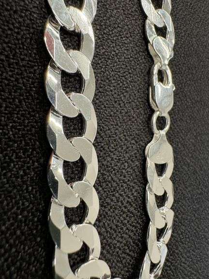Men's 11.5mm Solid .925 Sterling Silver Flat Curb Chain Link Italy Bracelet 8" inch