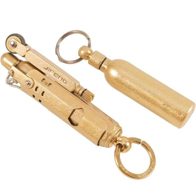 WWII Military Trench Lighter & Copper Brass Fuel Bottle Set