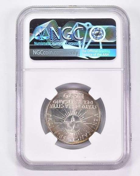 MS66 1963 Vatican 500 Lire Silver Sede Vacante NGC Toned!