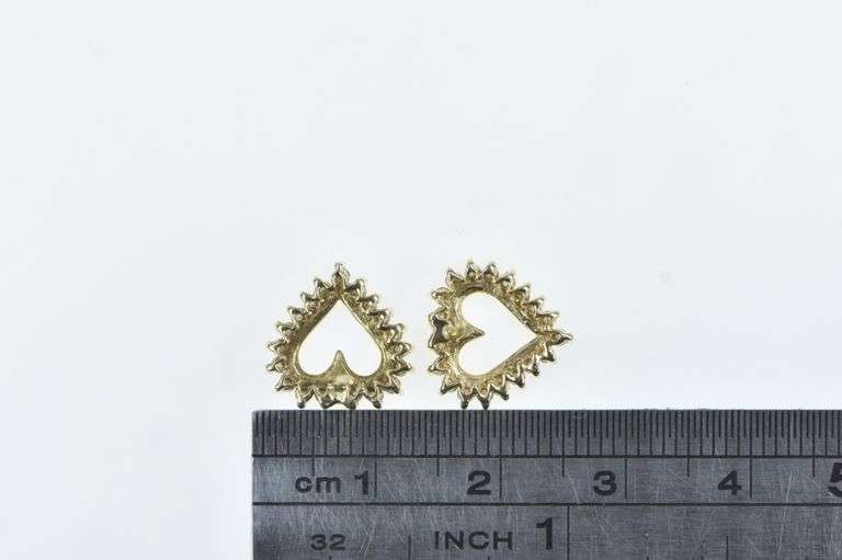 14K Yellow Gold Classic Diamond Vintage Hoop Love Earrings